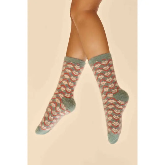 Fair Isle Fuzzy Slipper Socks