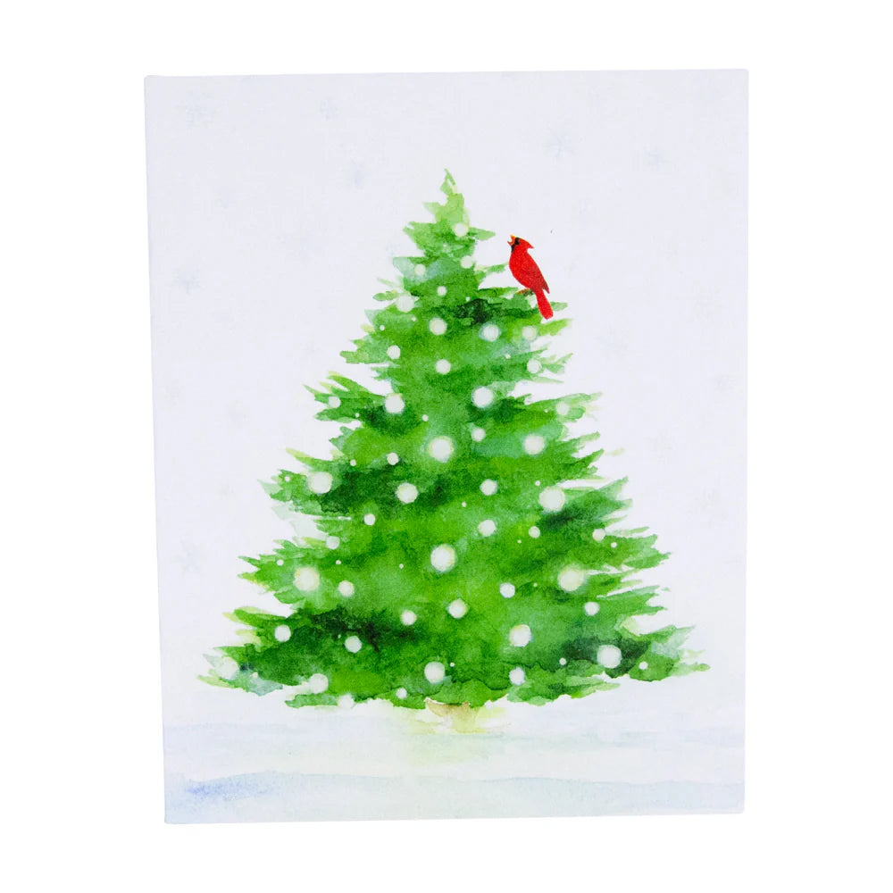 Caspari Snowy Tree with Cardinal Boxed Christmas Cards