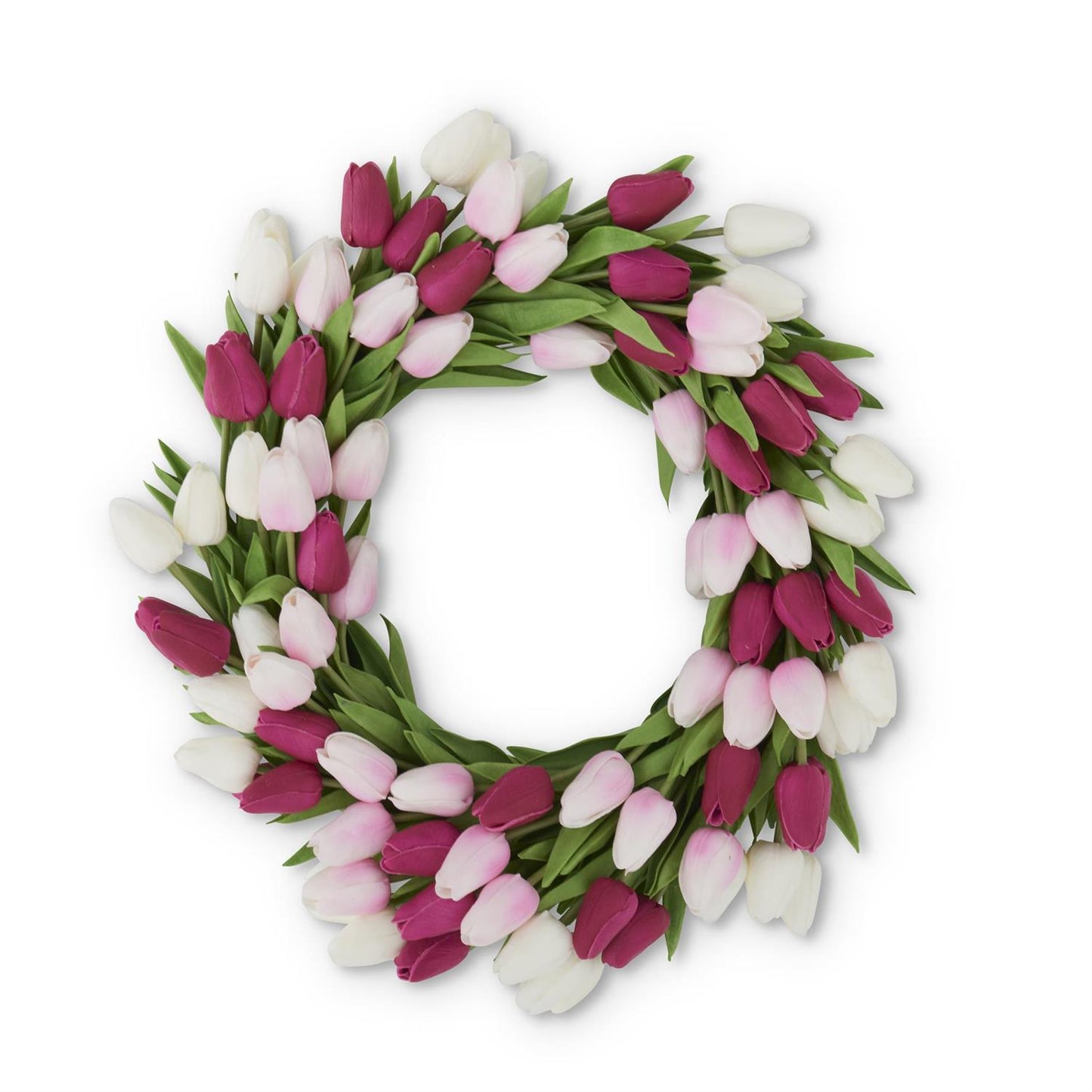 22" Fuchsia Pink & White Mini Tulip Wreath