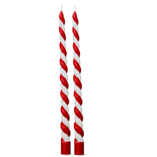 Christmas Twist Taper Candles Set of Two