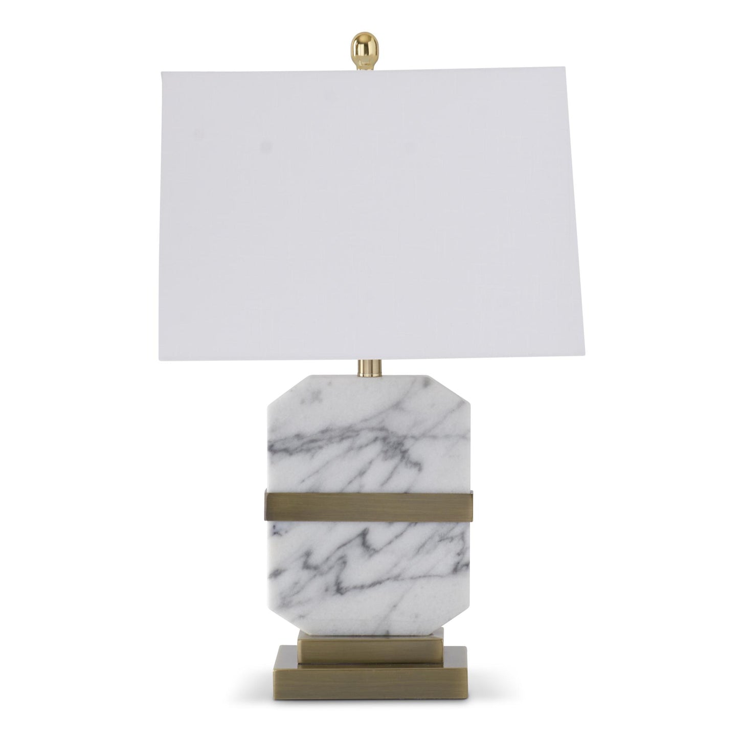 Octagon Arabescato White Marble & Brushed Gold Lamp