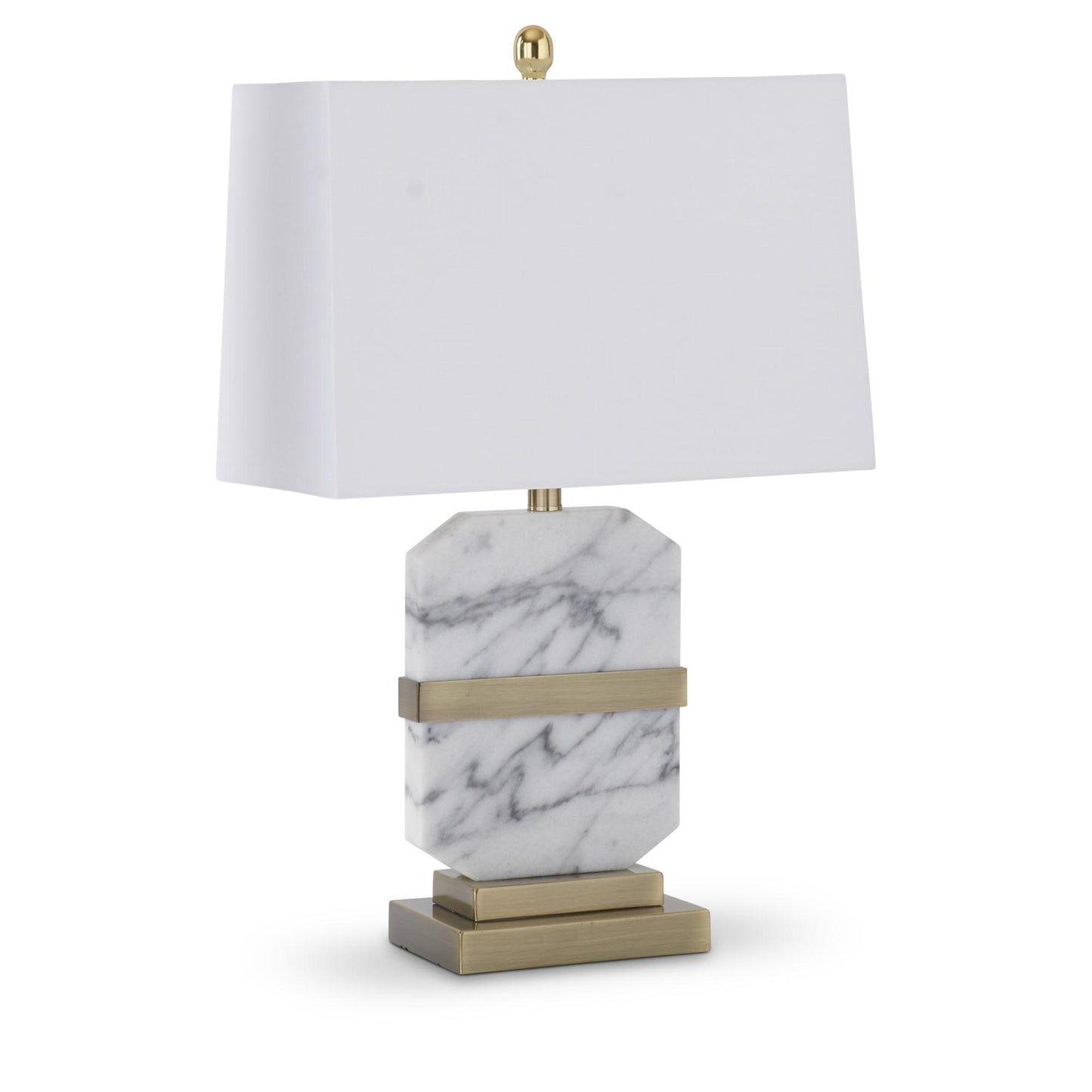 Octagon Arabescato White Marble & Brushed Gold Lamp