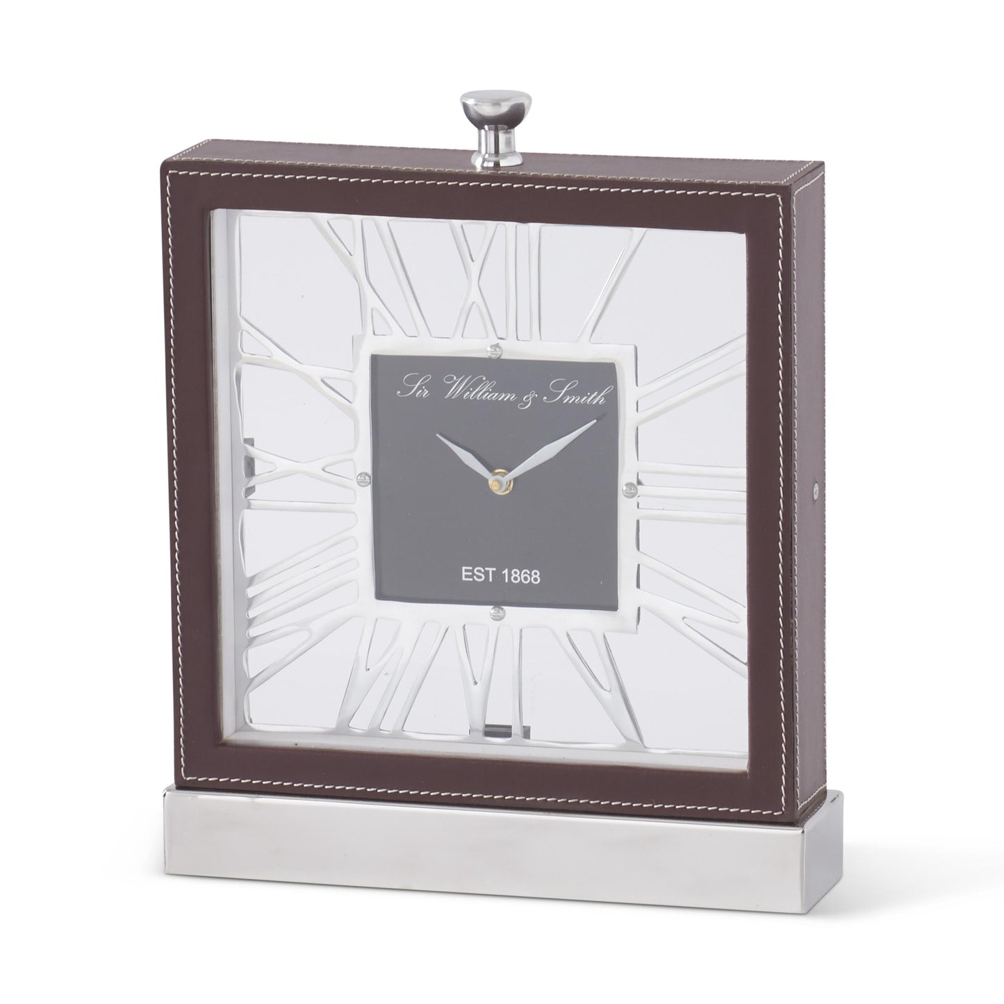 Leather & Silver Mantle Clock