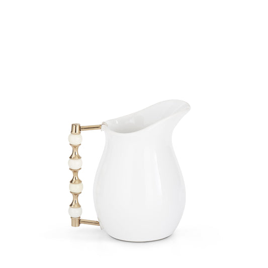 White Pitcher with Steel Ball Handle