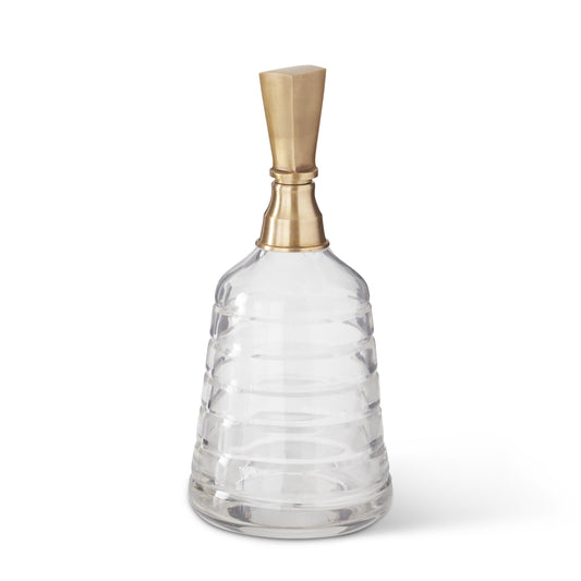 Stripe Etched Clear Glass Decanter with Brass Stopper