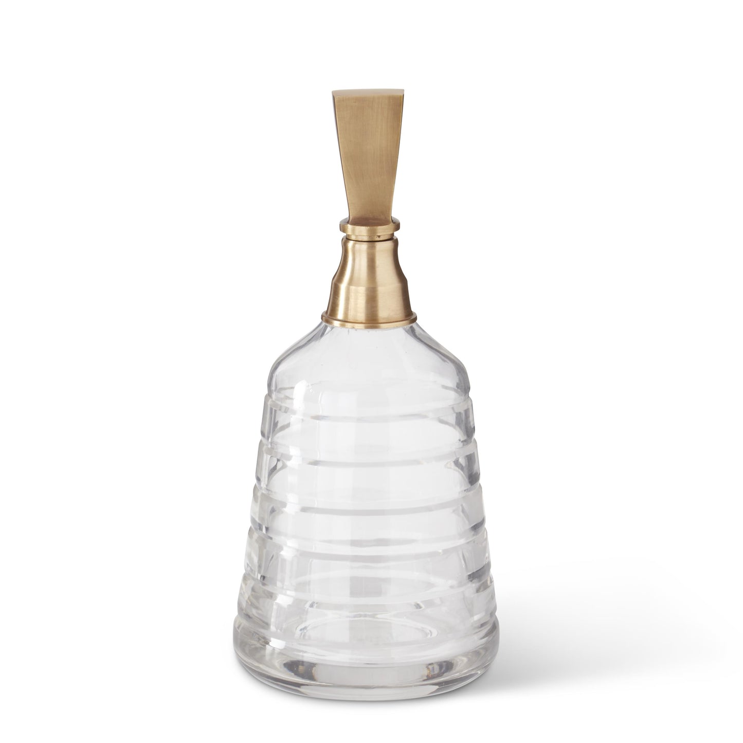 Stripe Etched Clear Glass Decanter with Brass Stopper