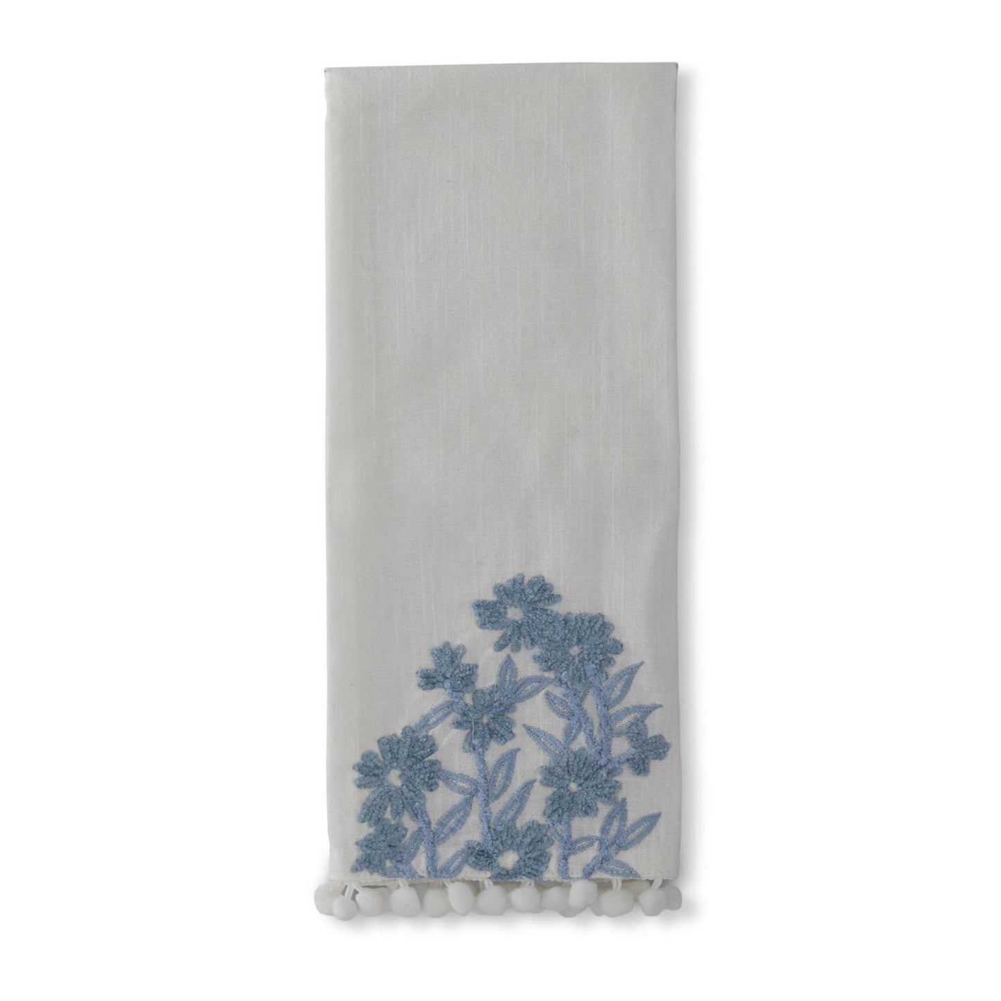 White Linen & Blue Floral Hand Towel