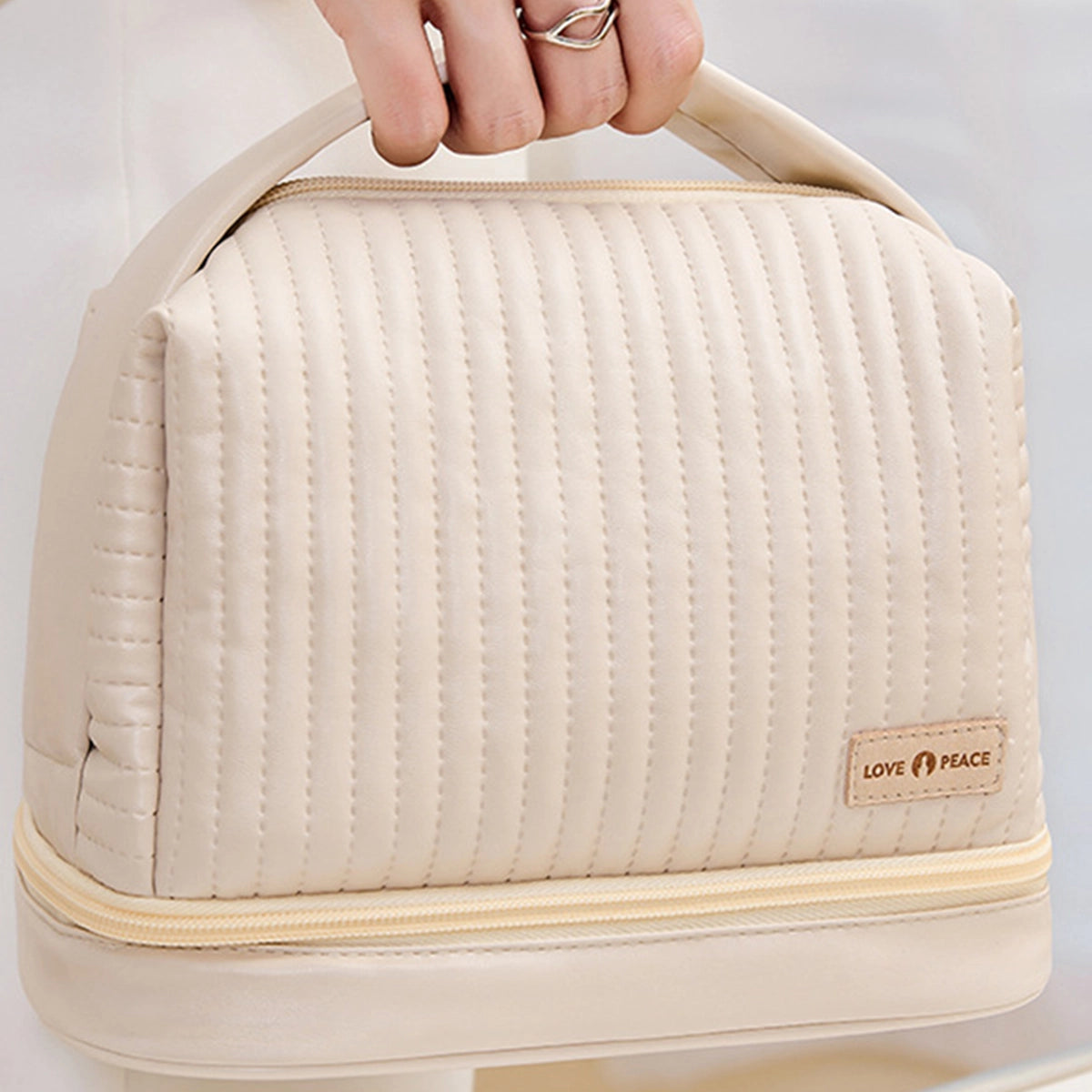 Double Layer Makeup Bag Ivory