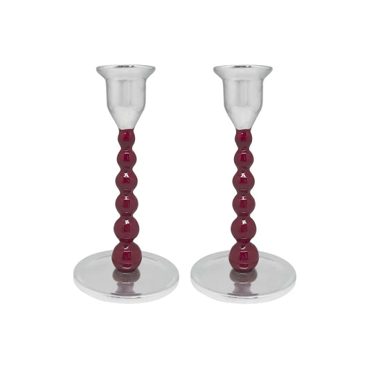 Mariposa Red Pearled Small Candlestick