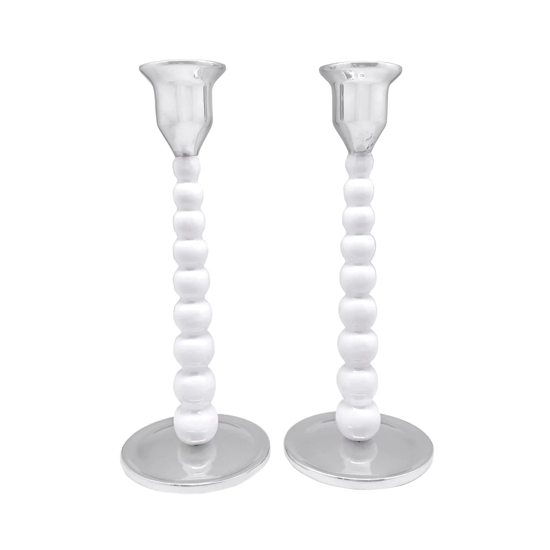 Mariposa White Pearled Medium Candlestick