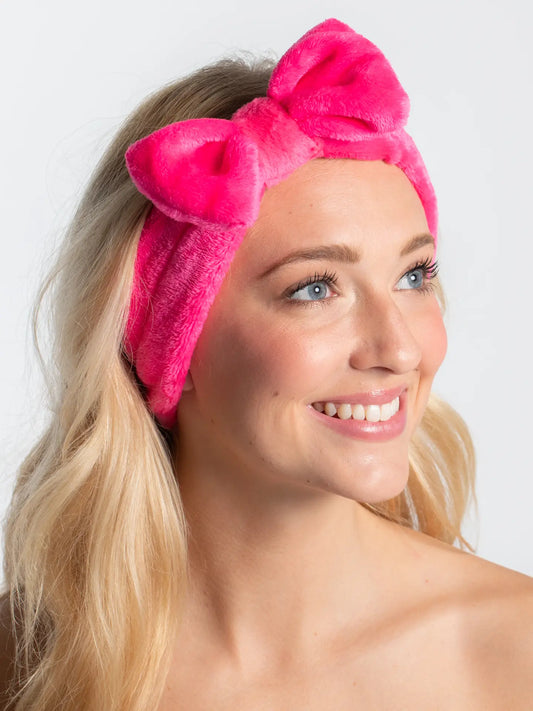 Bella Beauty Plush Bow Spa Headband Pink