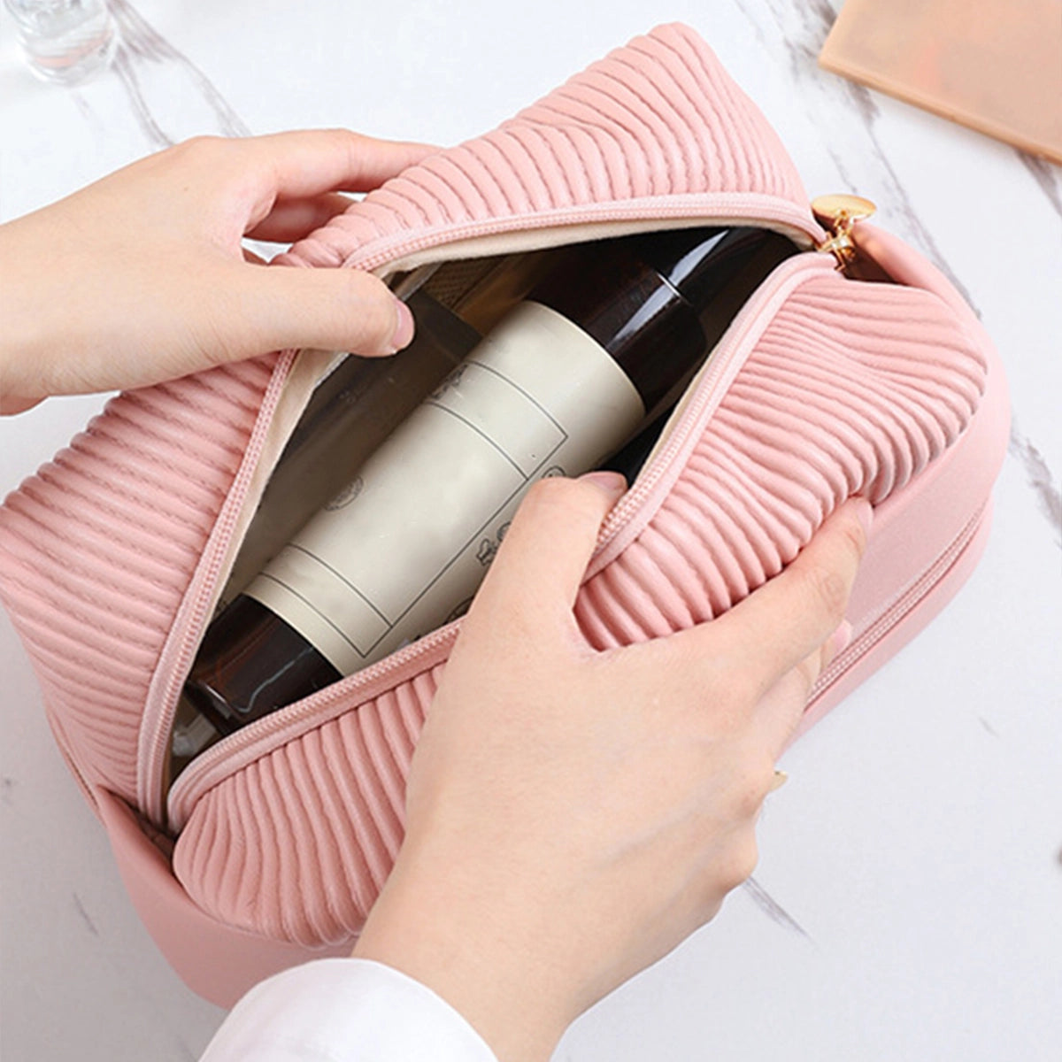 Double Waterproof Makeup Bag Pink