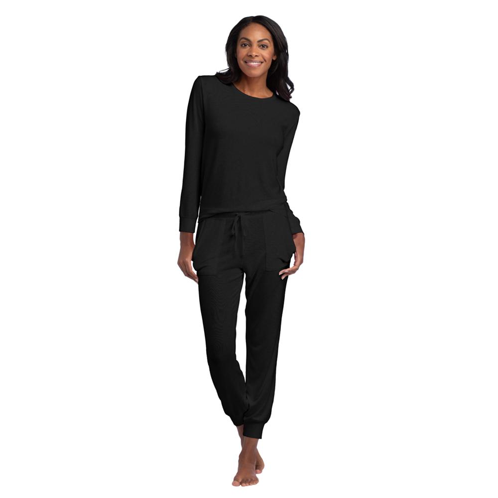 Softies Dream Jersey Crew Neck Lounge Set Black L