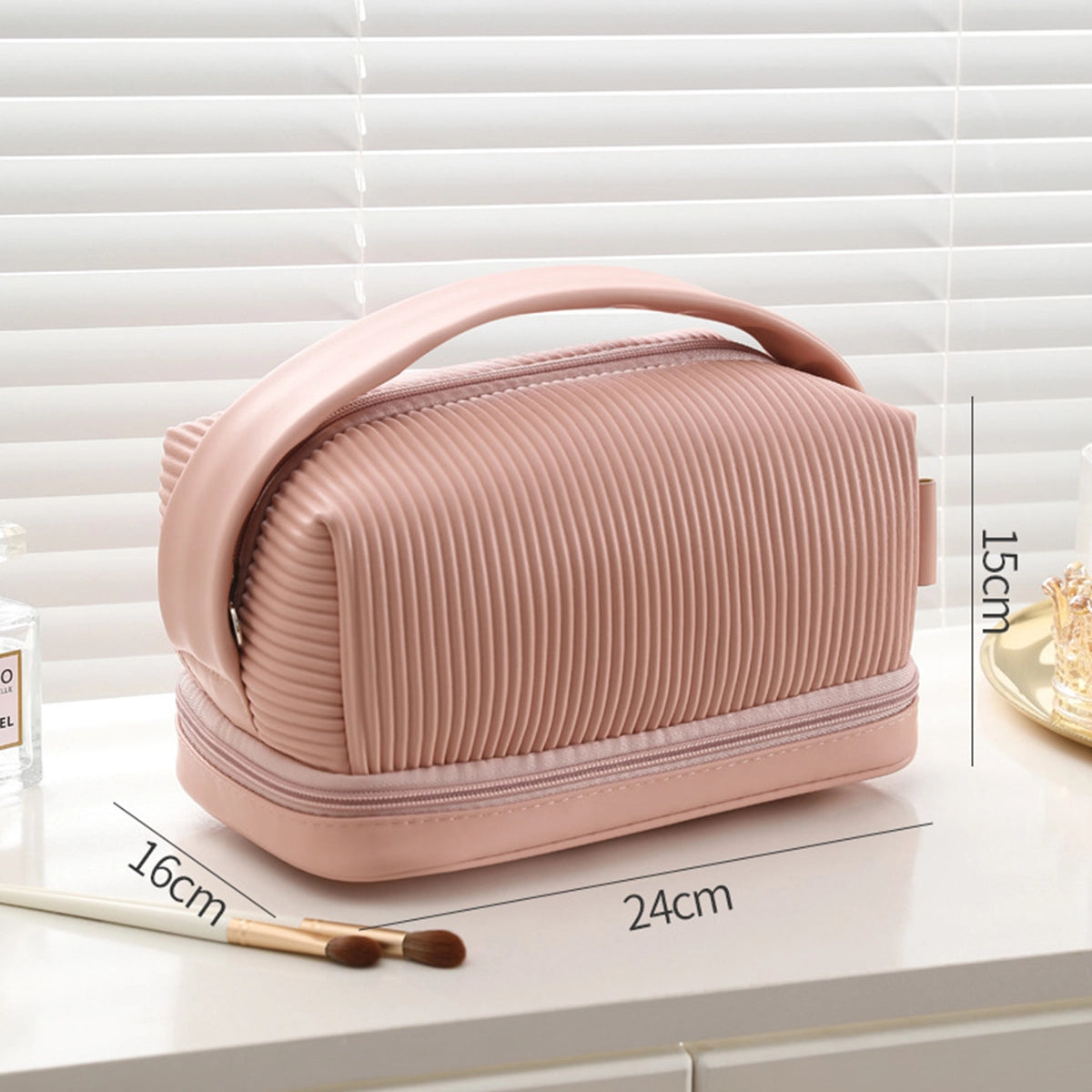 Double Waterproof Makeup Bag Pink