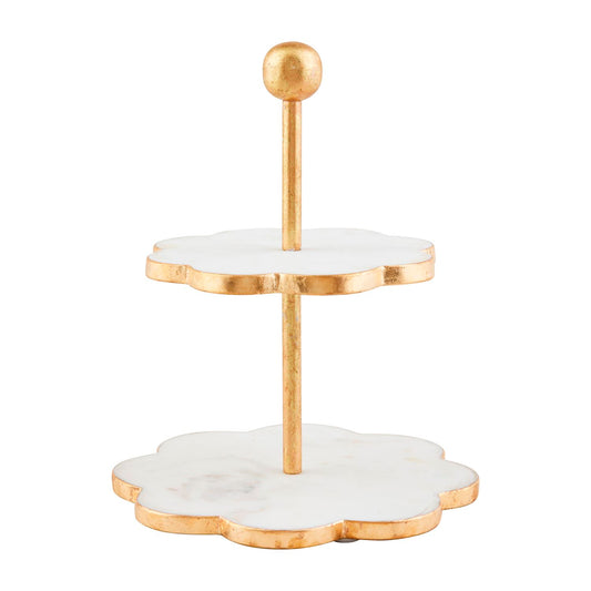 Mudpie Scallop Gold Marble Tier Stand