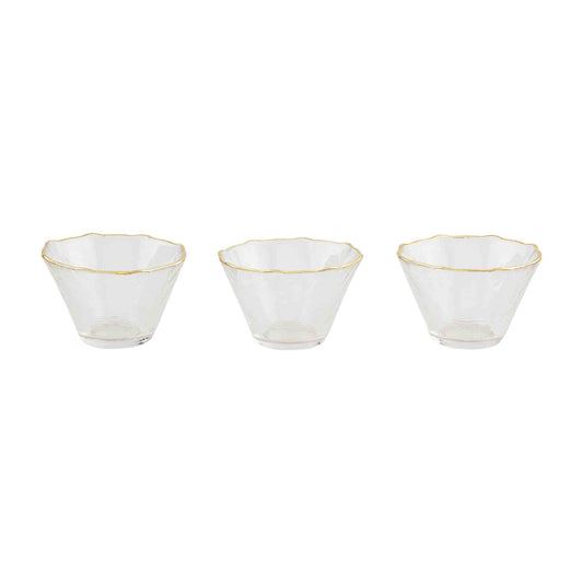 Gold Edge Glass Ramekin Set/3