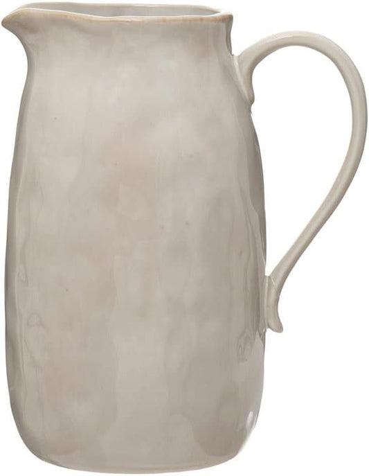 Stoneware Pitcher Reactive Glaze White