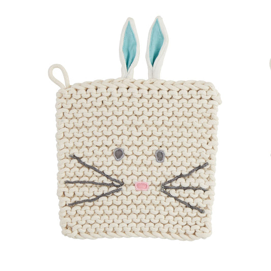 Mudpie Blue Bunny Crochet Trivet