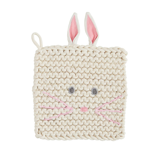 Mudpie Pink Bunny Crochet Trivet