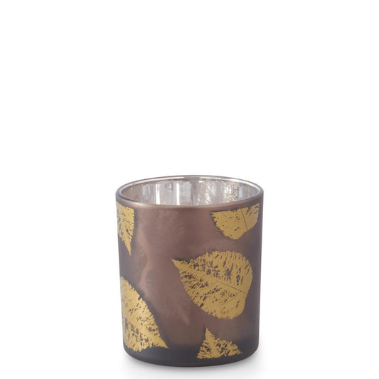 Brown Mirrored Interior Votives with Birch Leaves Small