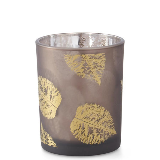 Brown Mirrored Interior Votive with Birch Leaves Medium