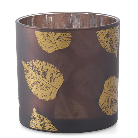 Brown Mirrored Interior Votive with Birch Leaves Large