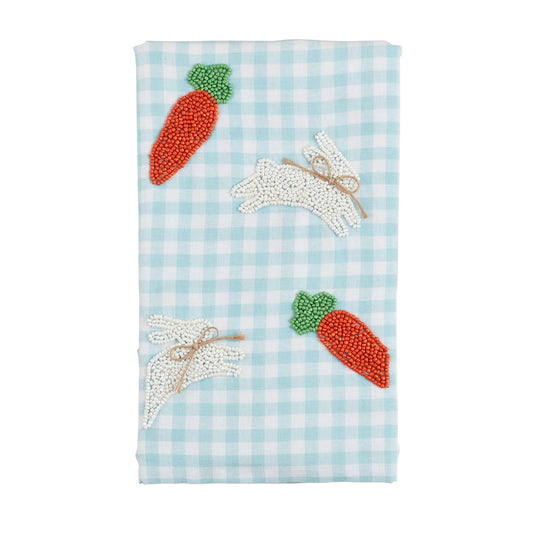 Mudpie Bunny and Carrot Beaded Tea Towel