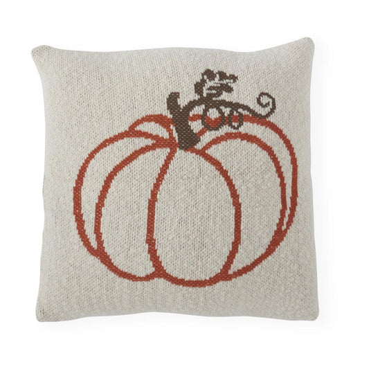 Cotton Knit Pillow with Orange Pumpkin