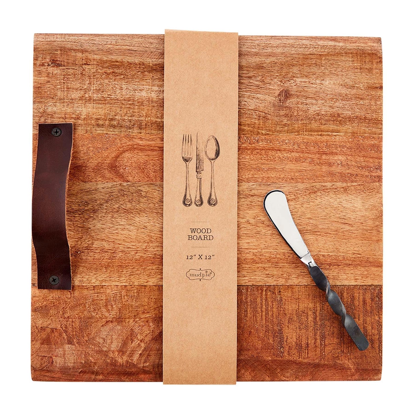 Charcuterie Square Leather Handle Serving Board Set