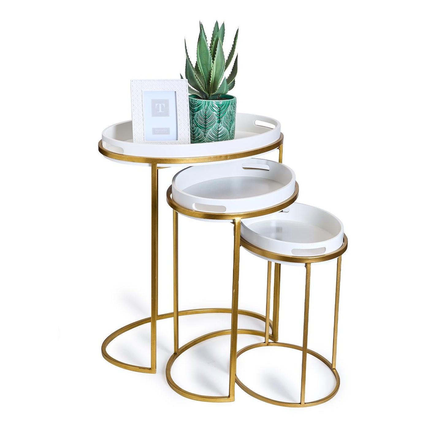 Set of 3 Side Tables with Removable Trays