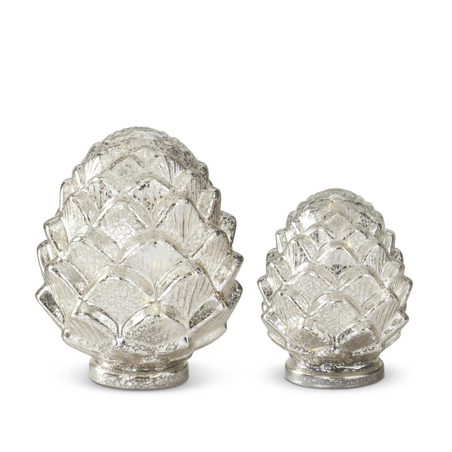 Silver Mercury Glass LED Artichoke Large