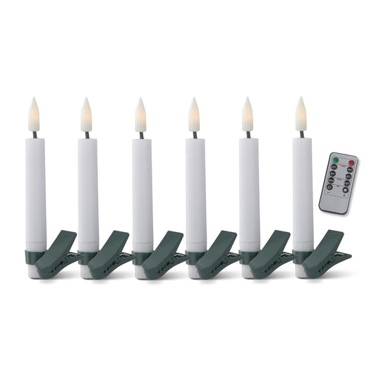 Set of 6 LED Clip Candles with Timer and Remote