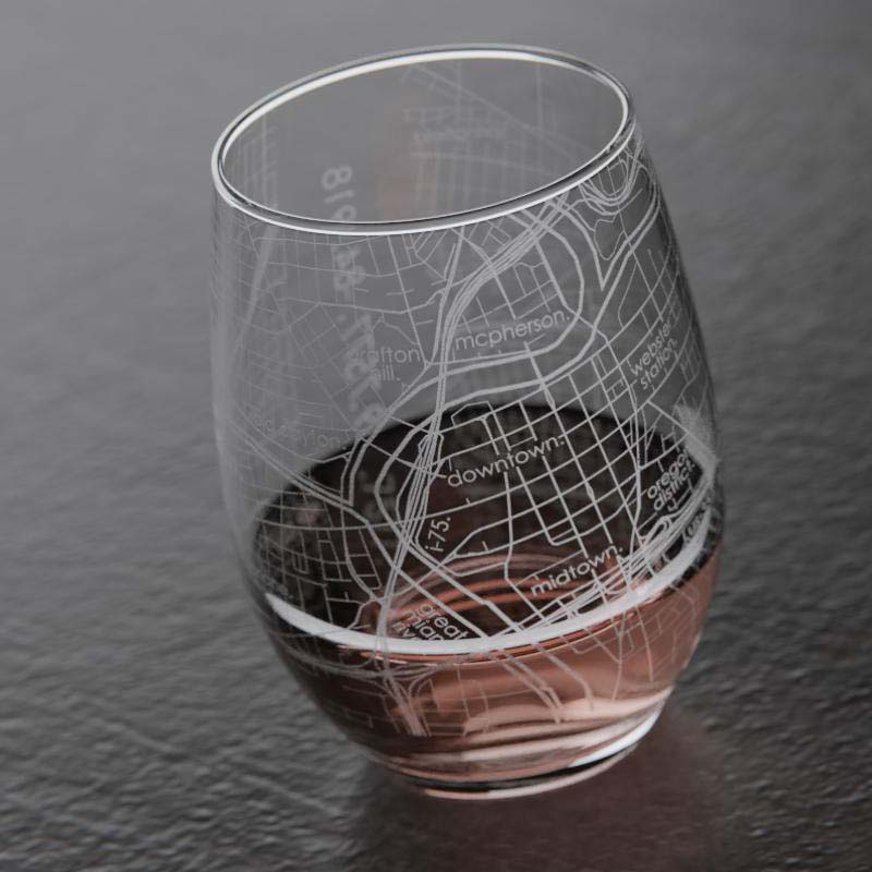 Dayton Hometown Map Stemless Wine Glass