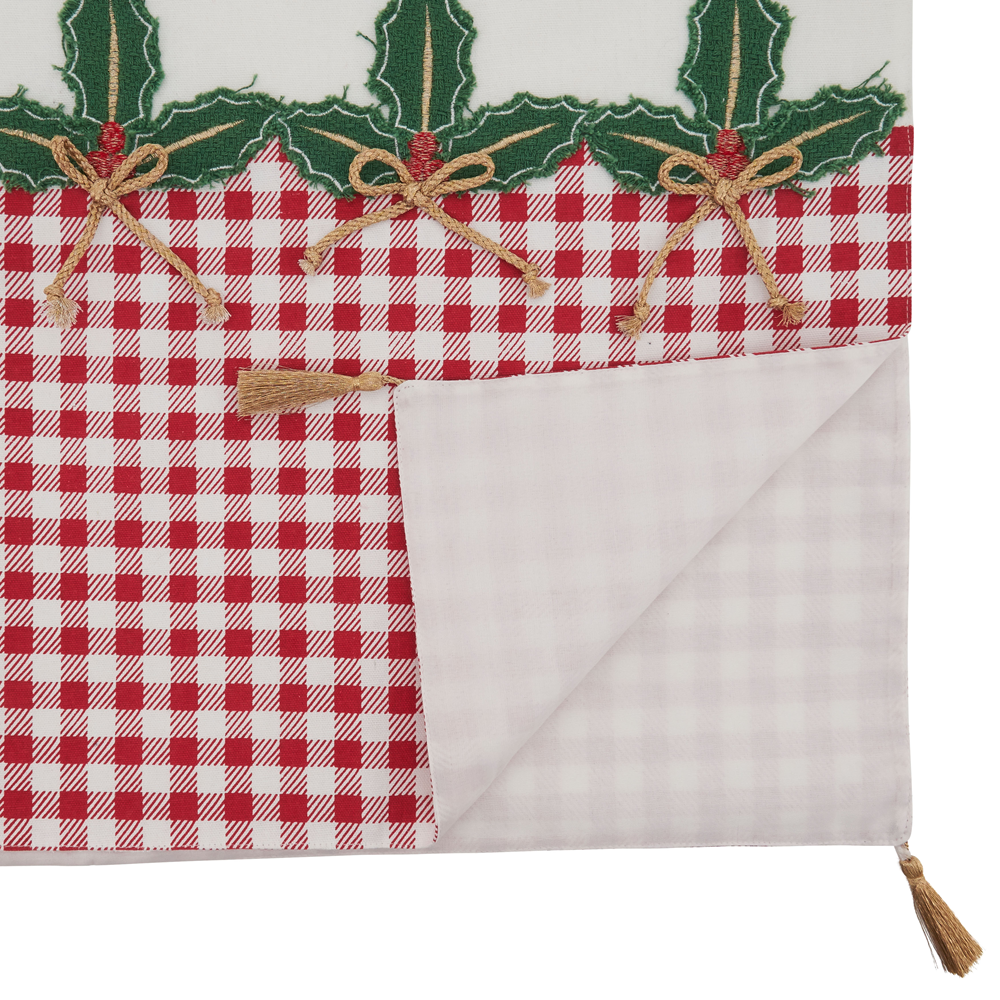 Buffalo Plaid Holly Leaves Table Runner