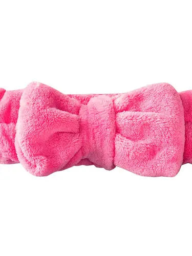 Bella Beauty Plush Bow Spa Headband Pink