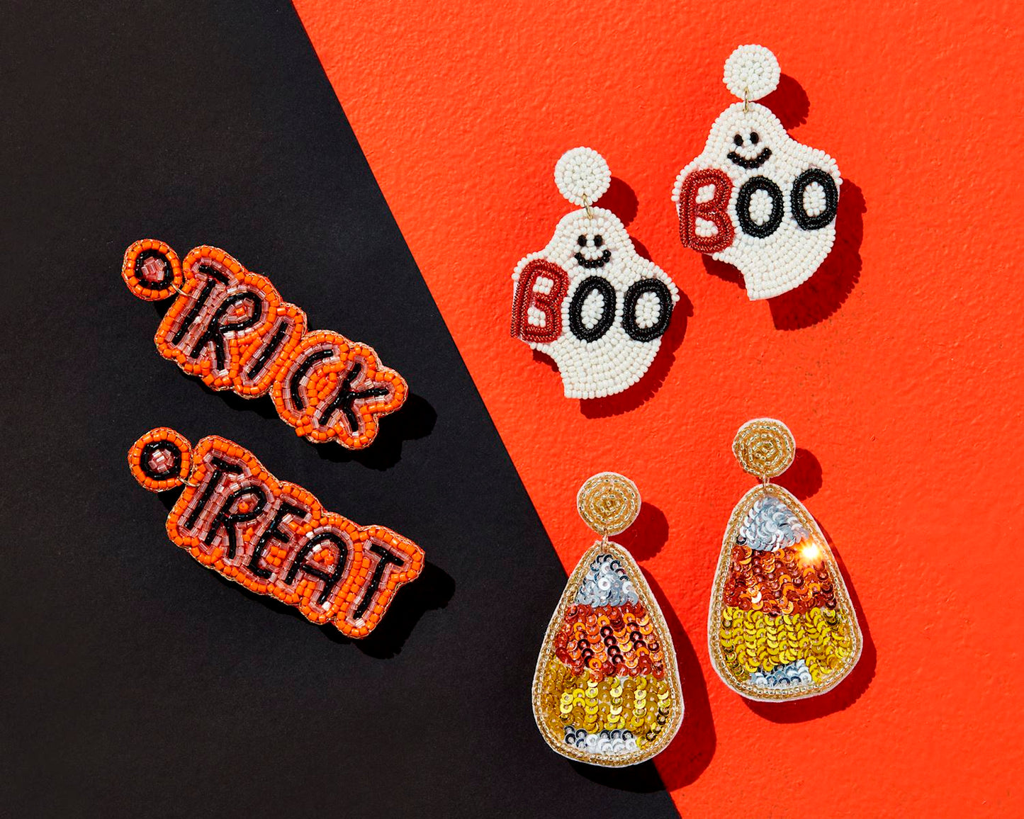 SALE Halloween Beaded Earrings Candy Corn