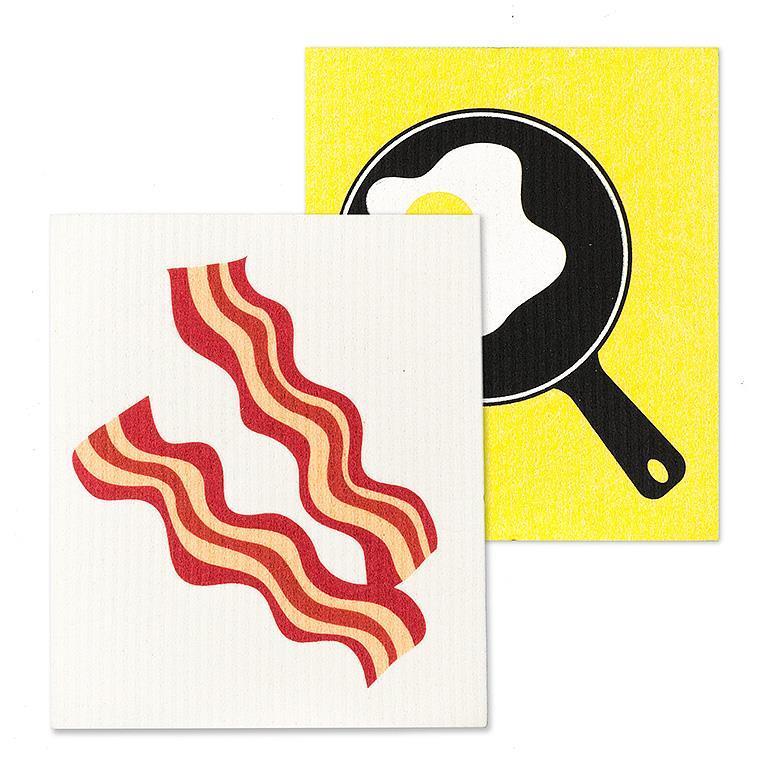 Set of 2 Bacon & Eggs Dishcloths