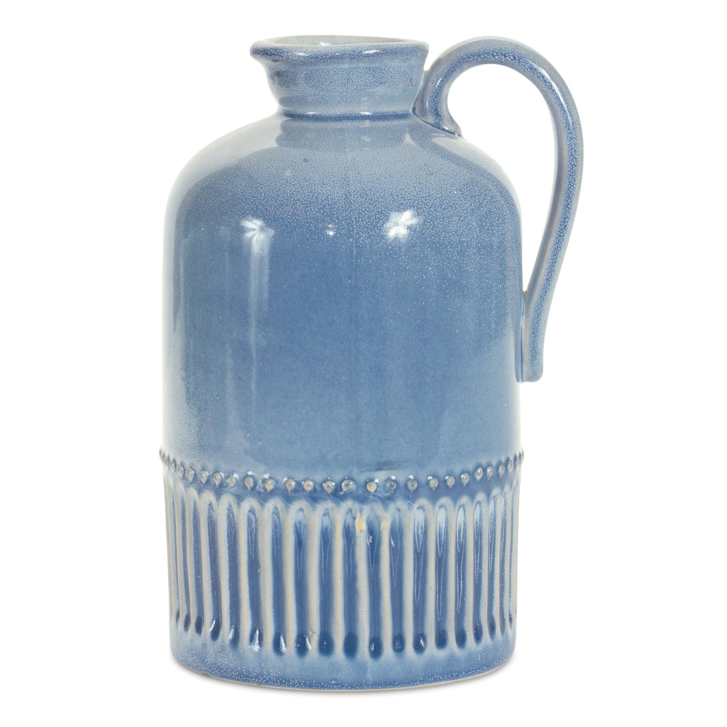 Blue Ceramic Jug 8.75"H