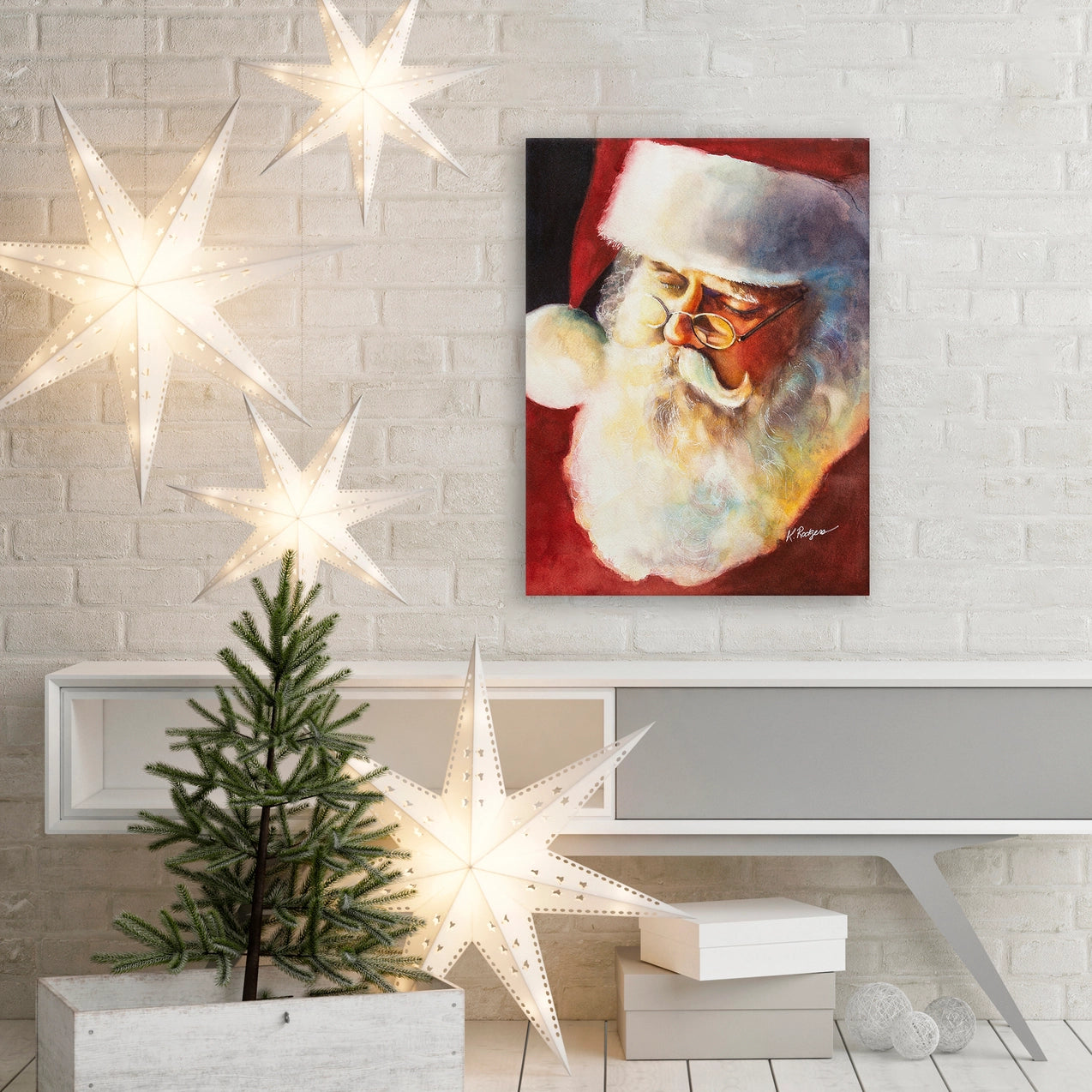 Sleeping Santa Stretched Canvas