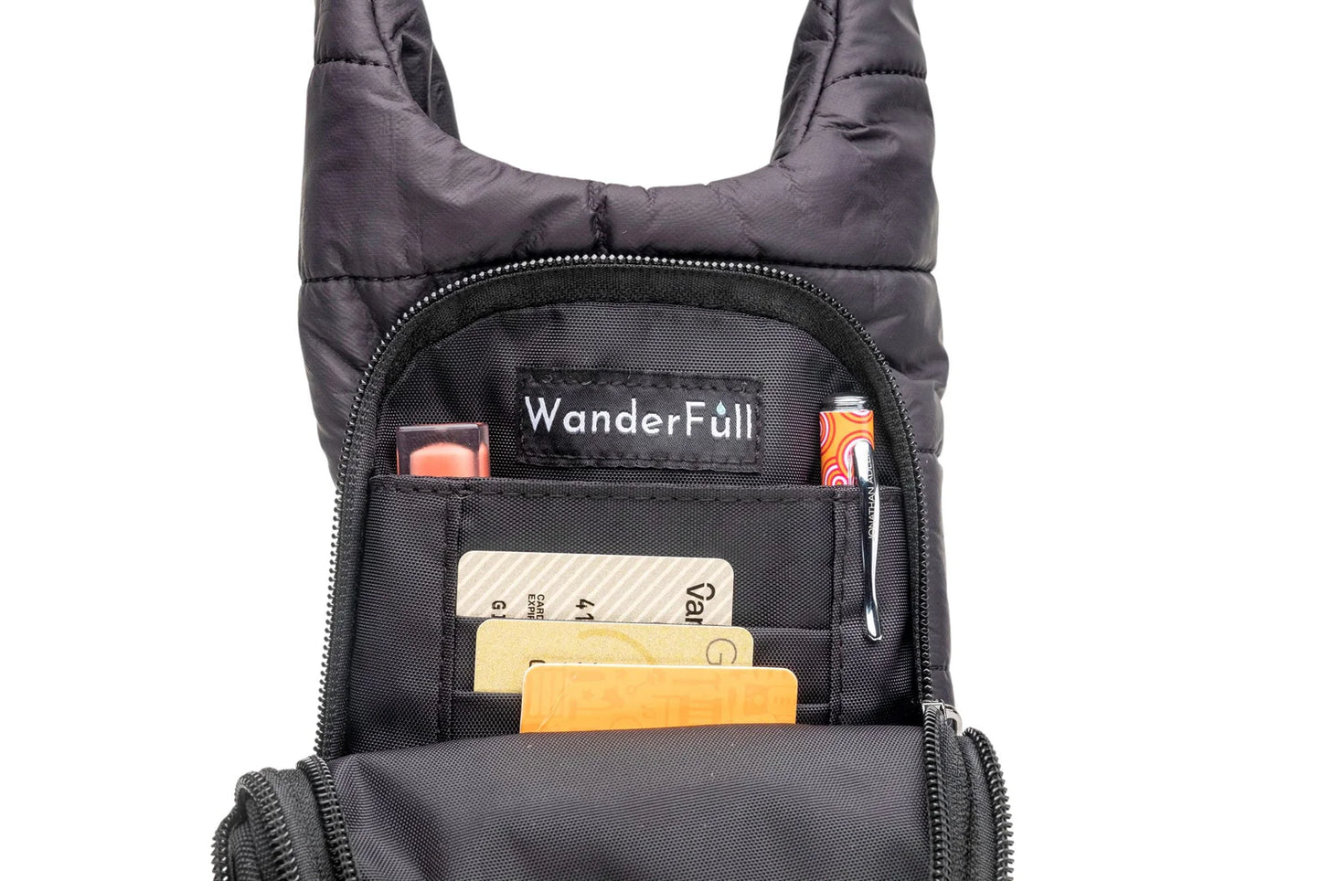 Wanderfull Hydrobag Black with Silver Stripe Strap