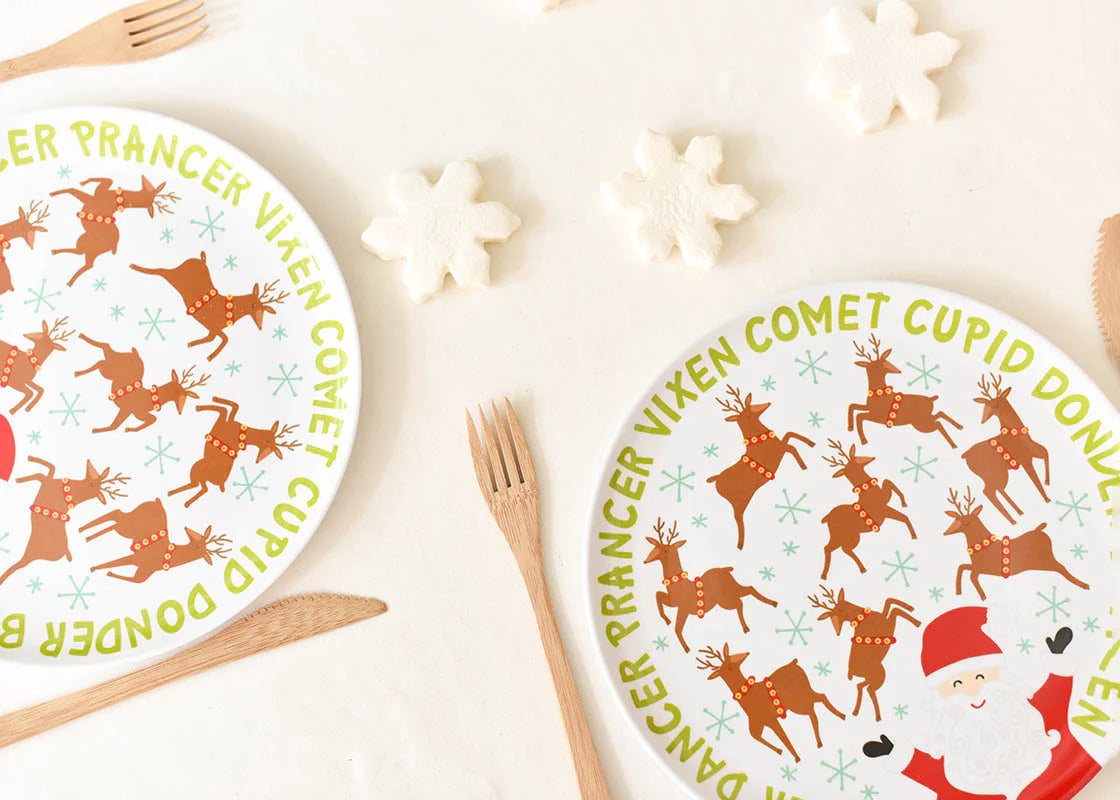 Coton Colors Calling All Reindeer Melamine Dinner Plate