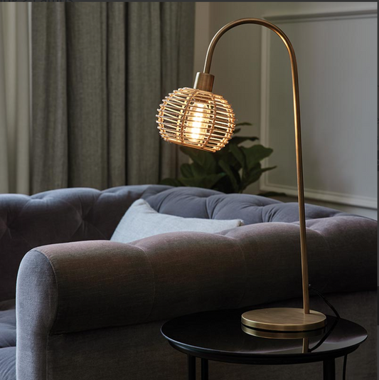 Rattan and Iron Lamp