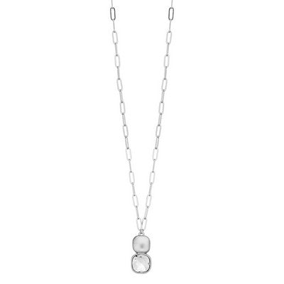 Meghan Browne Dome Silver Clear Necklace