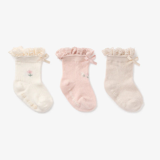 Elegant Baby Floral Ankle Baby Socks 3 pack 0-12m