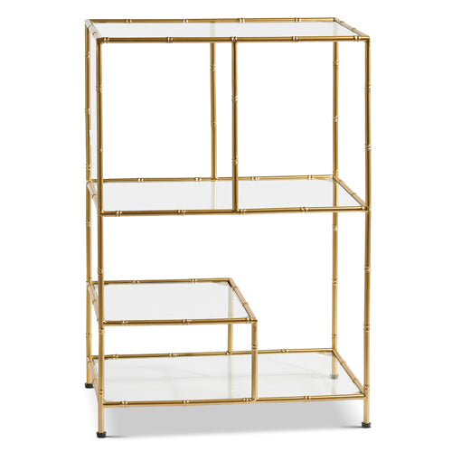 Gold Bamboo and Glass Shelf 35.5”