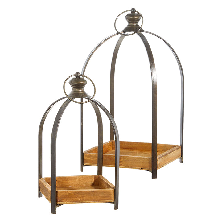 Open Arch Iron/Wood Lantern LARGE 19”