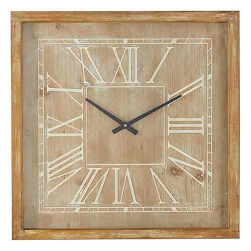 Wood and Glass Square Clock 25”