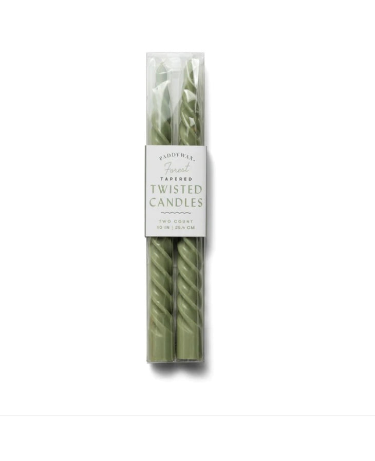 Paddywax Twisted Taper 10" Forest Green Candles