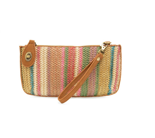 Joy Susan Multi Stripe Straw Wristlet Crossbody