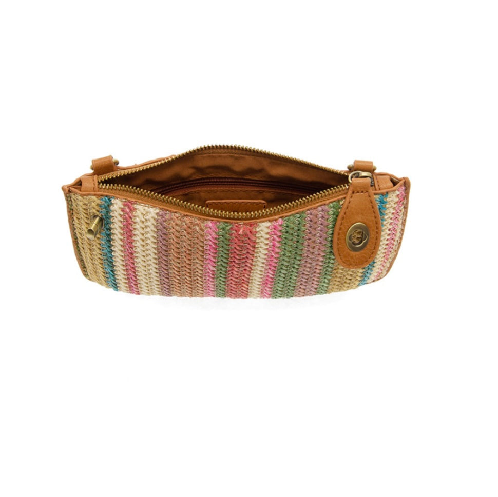 Joy Susan Multi Stripe Straw Wristlet Crossbody